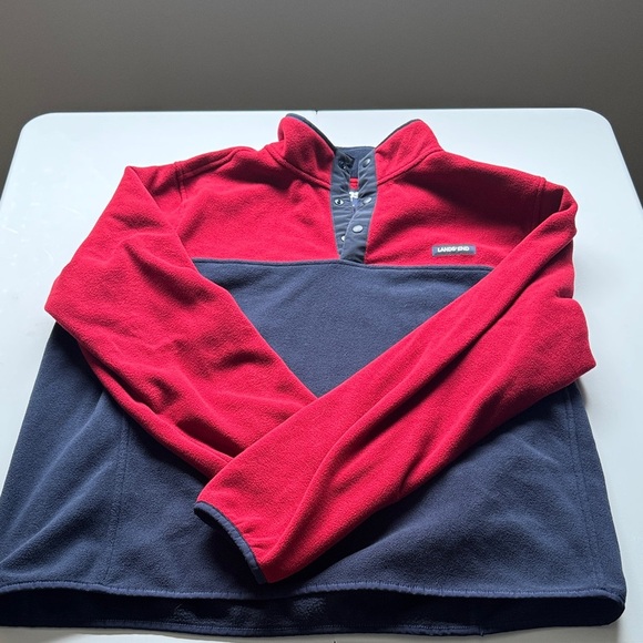 Lands' End Red and Navy Fleece Top - Picture 1 of 9